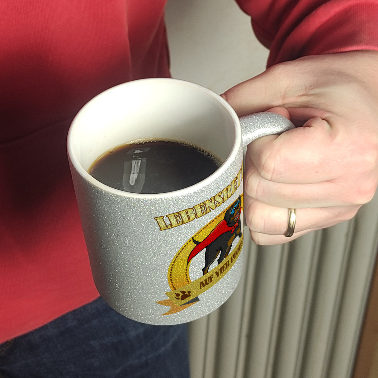 Kaffeebecher mit Superheld - Rottweiler - Lebensretter auf vier Pfoten