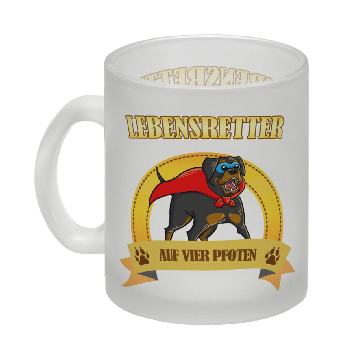 Kaffeebecher mit Superheld - Rottweiler - Lebensretter auf vier Pfoten