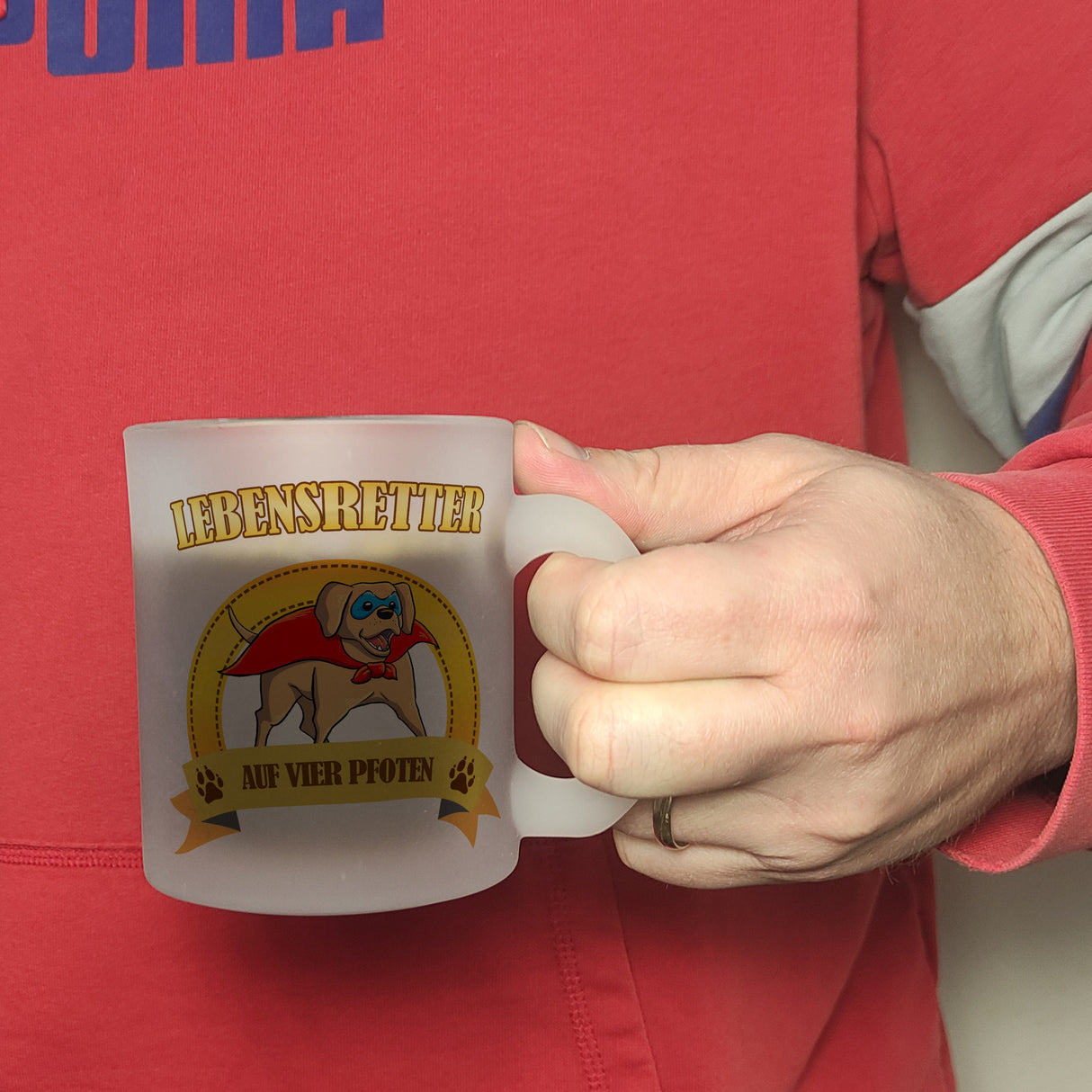 Kaffeebecher mit Superheld - Labrador - Lebensretter auf vier Pfoten