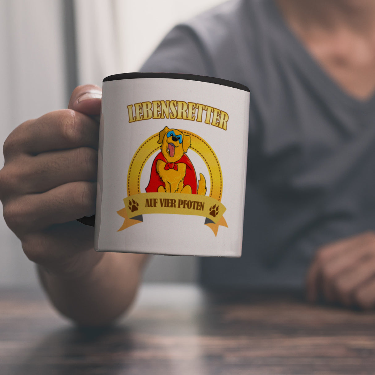 Kaffeebecher mit Superheld - Golden Retriever - Lebensretter auf vier Pfoten