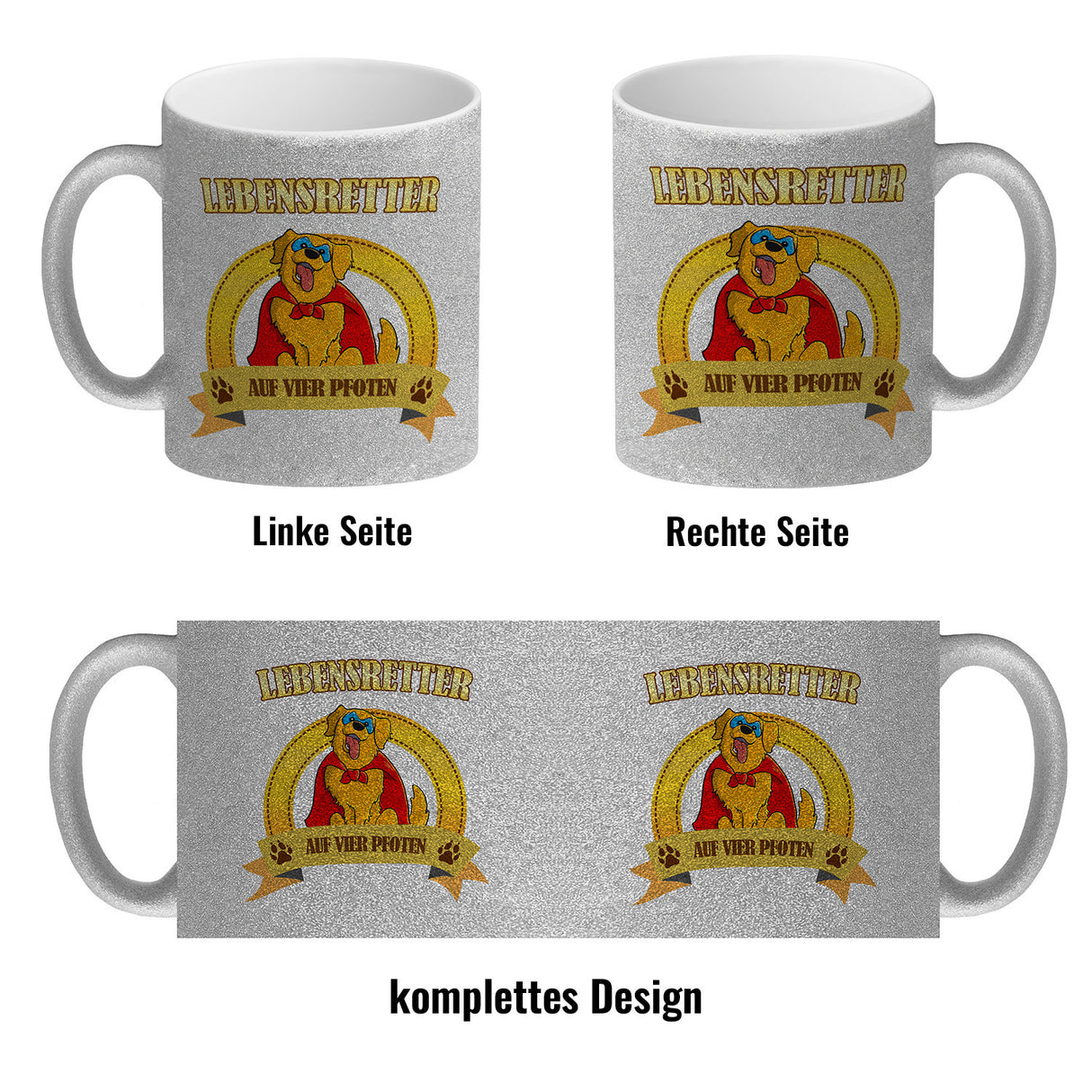 Kaffeebecher mit Superheld - Golden Retriever - Lebensretter auf vier Pfoten