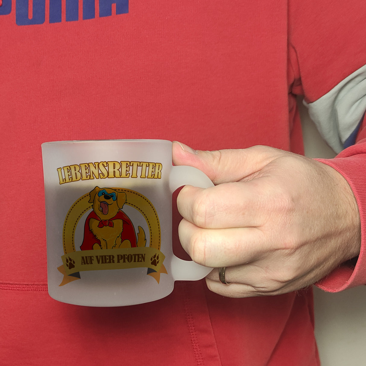 Kaffeebecher mit Superheld - Golden Retriever - Lebensretter auf vier Pfoten