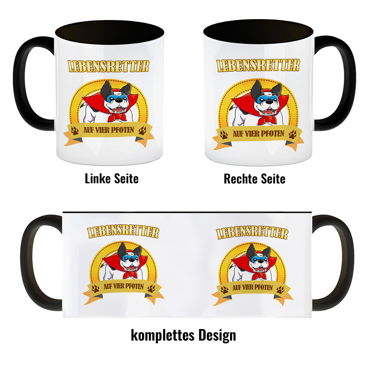 Kaffeebecher mit Superheld - Dogge - Lebensretter auf vier Pfoten