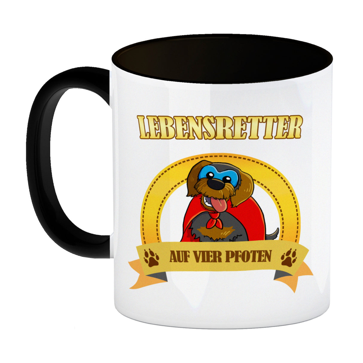 Kaffeebecher mit Superheld - Dackel - Lebensretter auf vier Pfoten