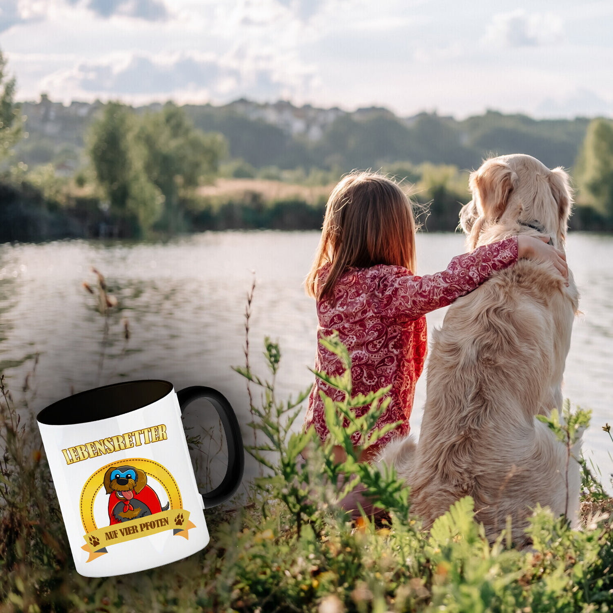 Kaffeebecher mit Superheld - Dackel - Lebensretter auf vier Pfoten