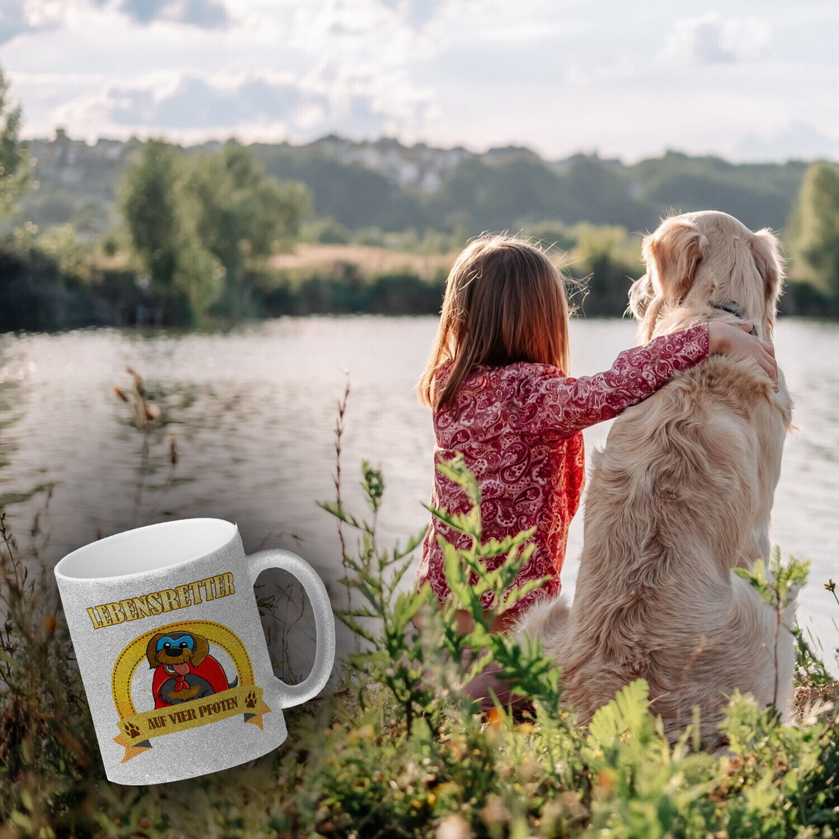 Kaffeebecher mit Superheld - Dackel - Lebensretter auf vier Pfoten