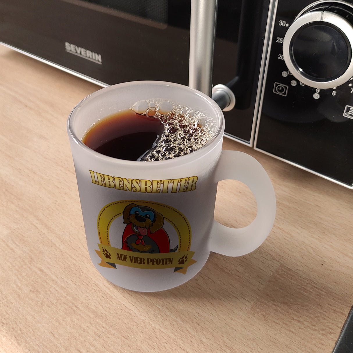 Kaffeebecher mit Superheld - Dackel - Lebensretter auf vier Pfoten