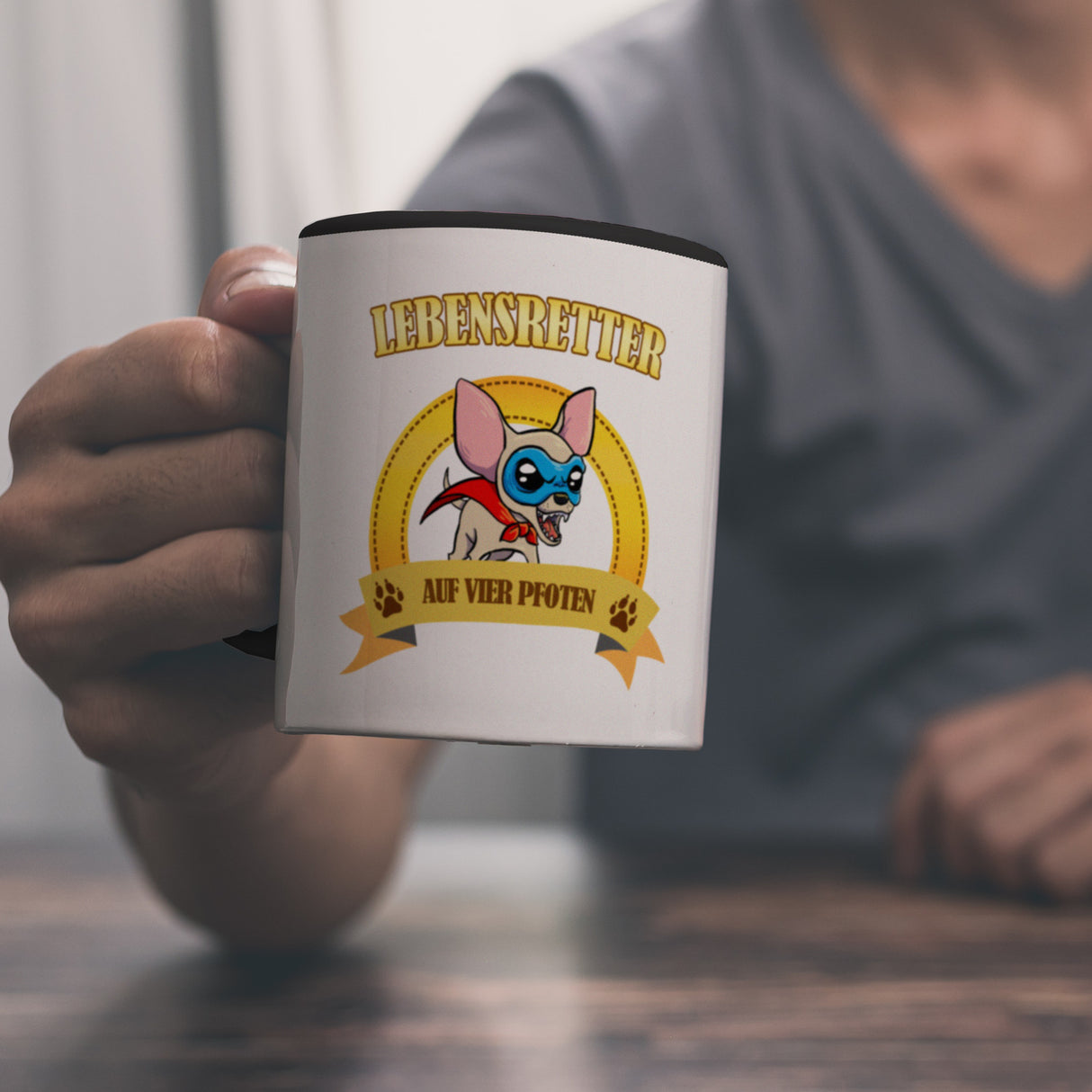 Kaffeebecher mit Superheld - Chihuahua - Lebensretter auf vier Pfoten