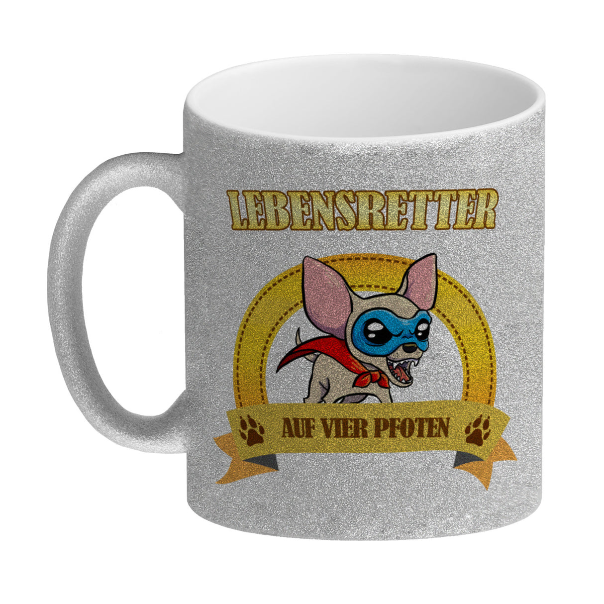 Kaffeebecher mit Superheld - Chihuahua - Lebensretter auf vier Pfoten