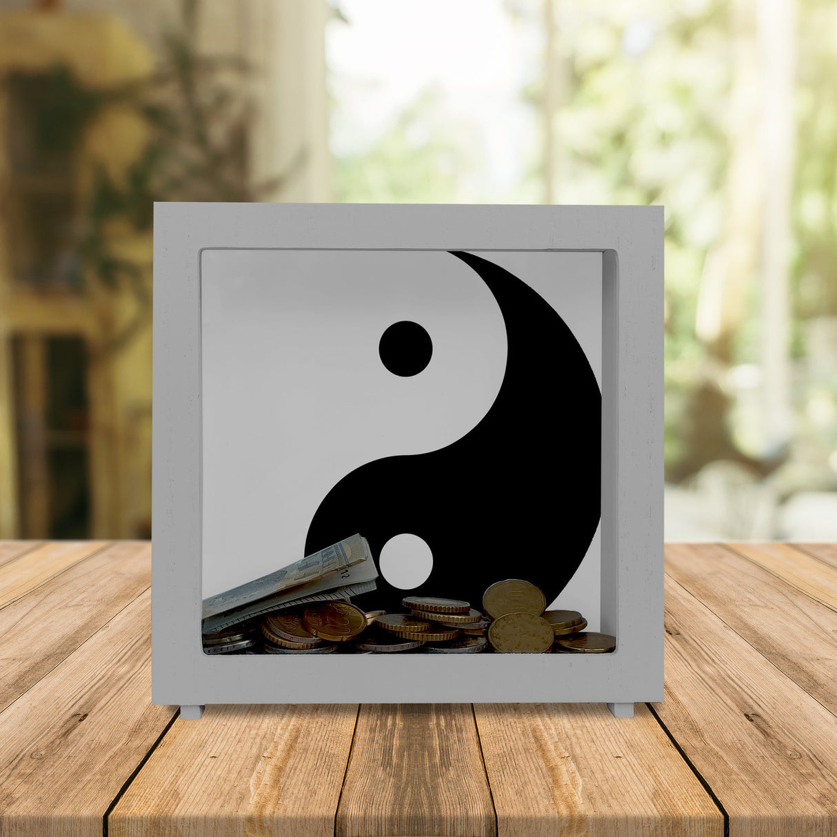 Spardose mit dekorativem Yin und Yang Design - chinesische Philosophie