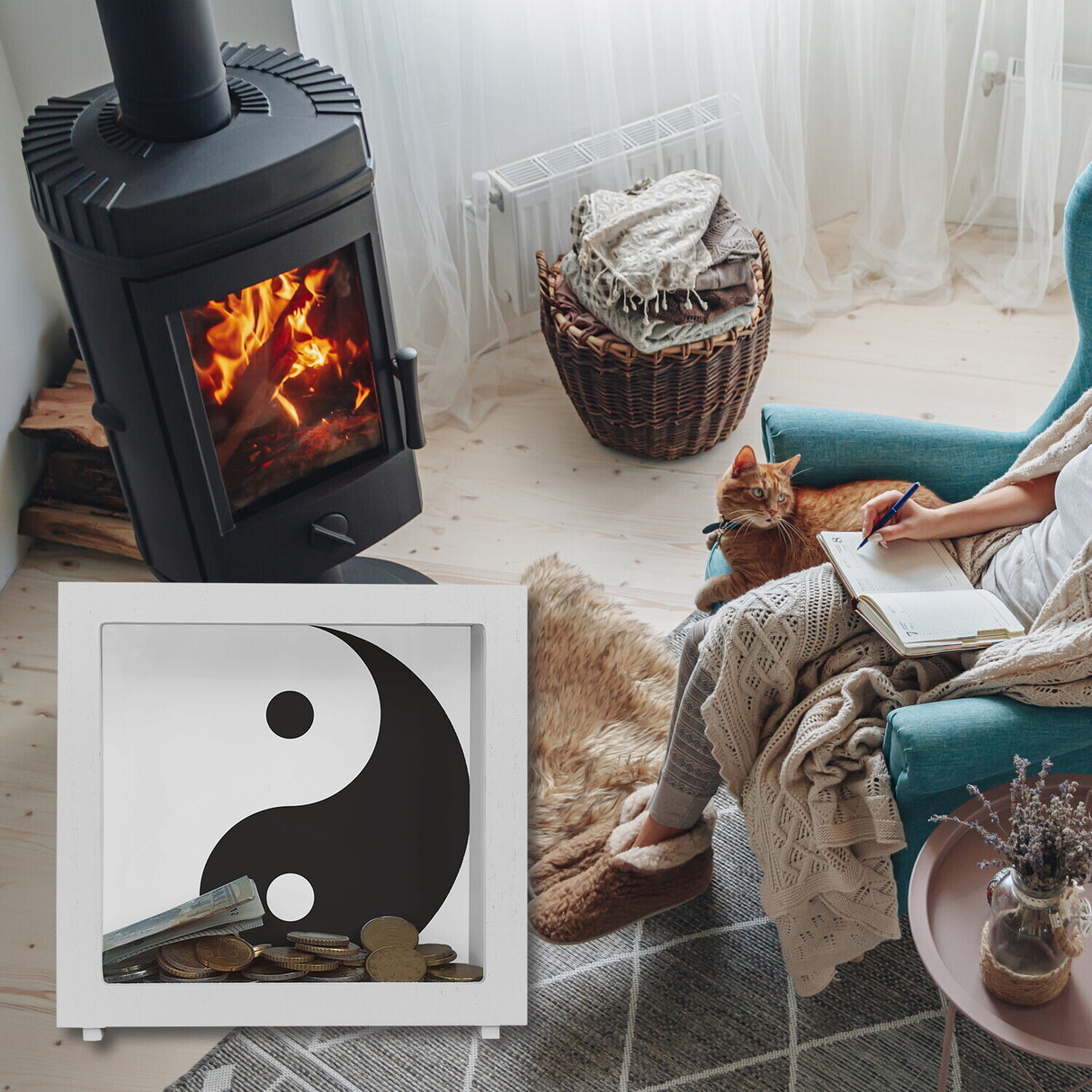 Spardose mit dekorativem Yin und Yang Design - chinesische Philosophie