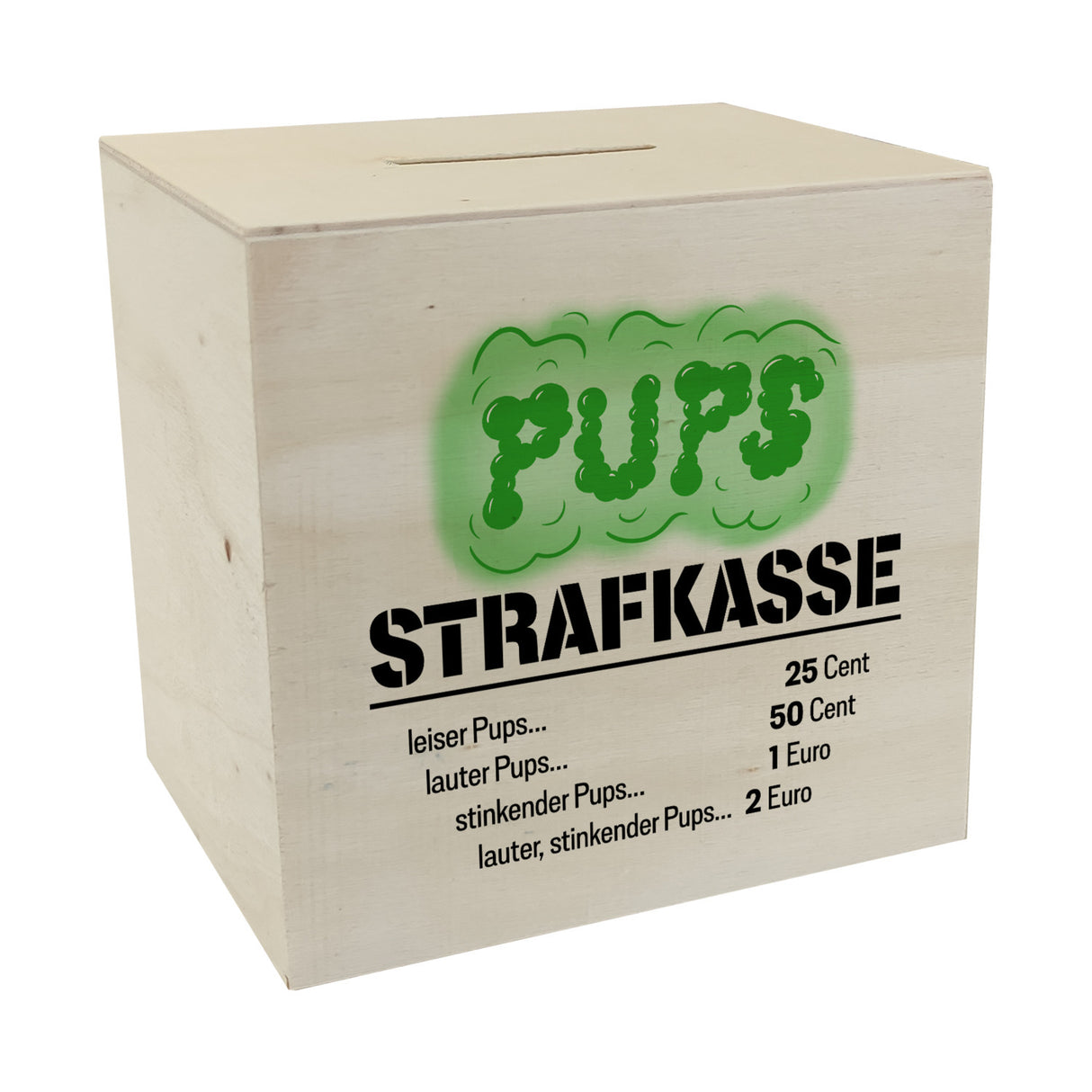 Spardose aus Keramik für Familien mit lustigem Spruch - Pups Strafkasse