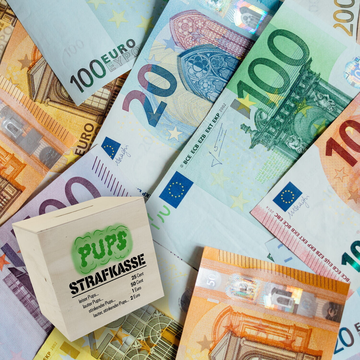 Spardose aus Keramik für Familien mit lustigem Spruch - Pups Strafkasse