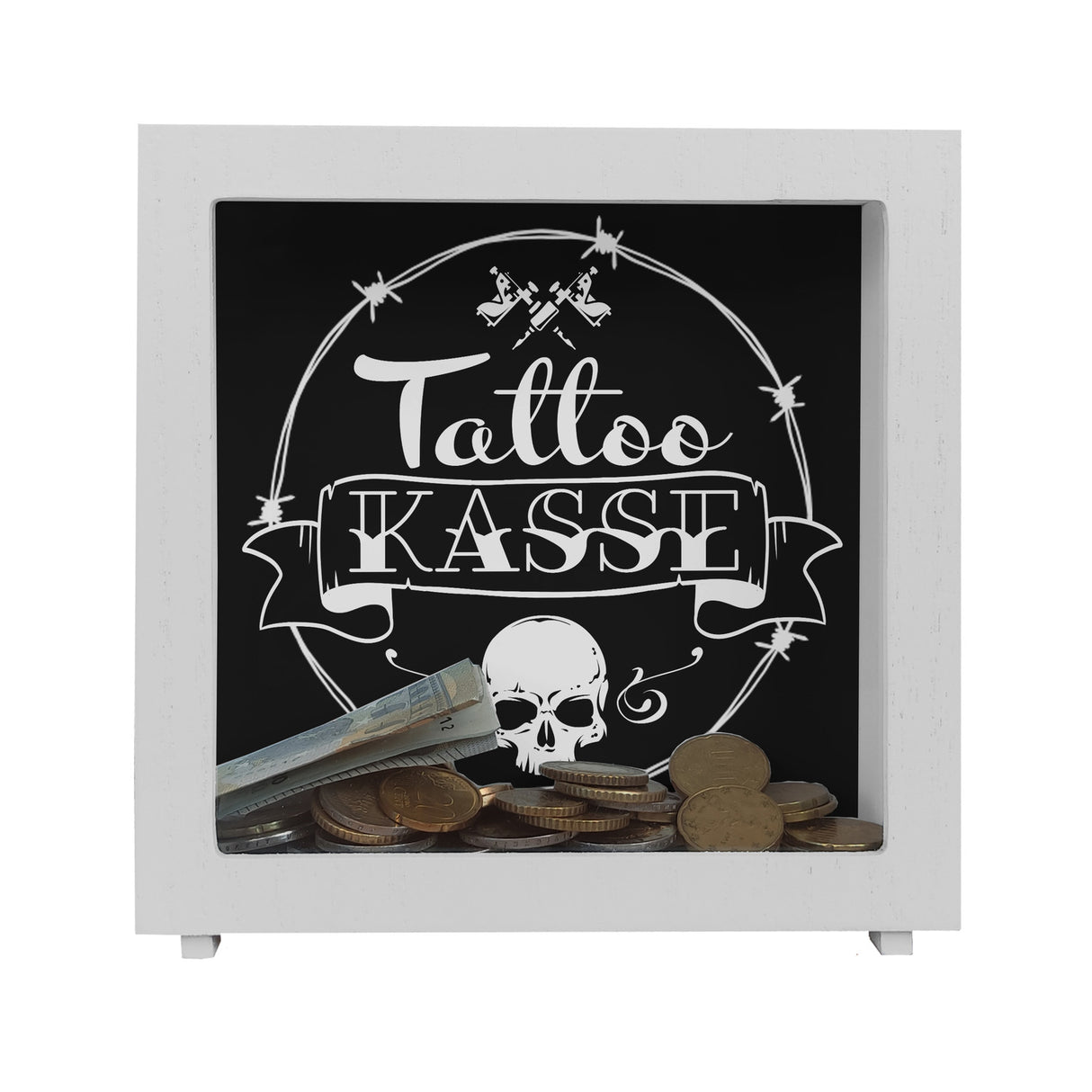 Spardose aus Keramik mit coolen Tattoo-Motiven - Tattookasse