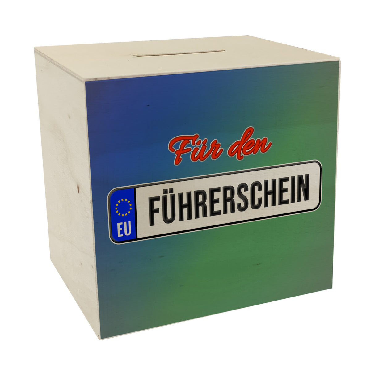 Spardose aus Keramik mit Spruch: Für den Führerschein mit Kennzeichenmotiv