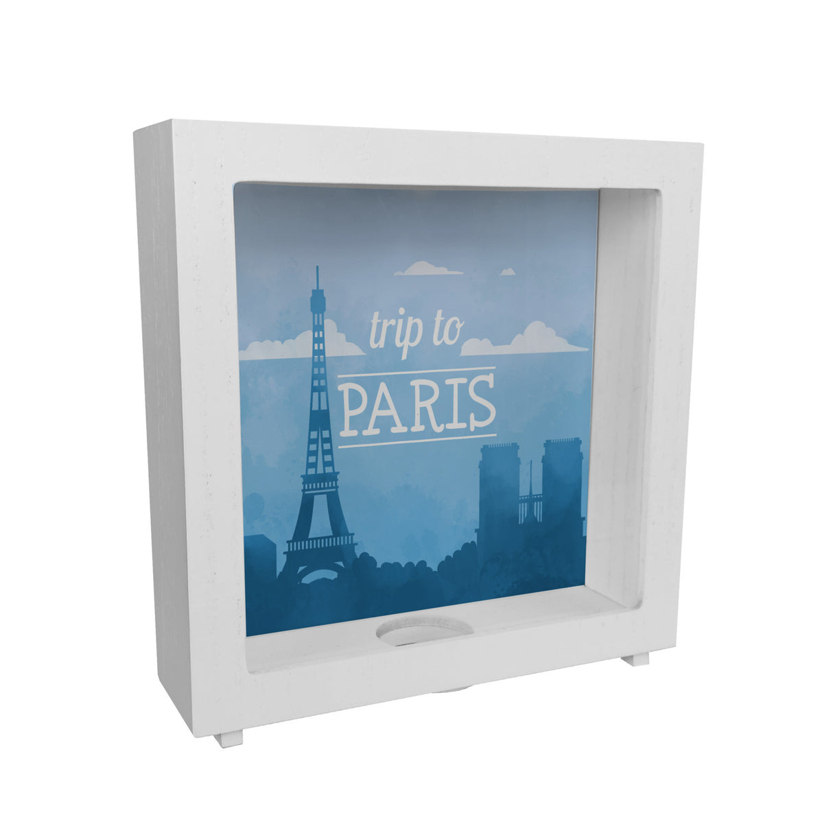 Spardose mit schönem Motiv und Text - Trip to Paris