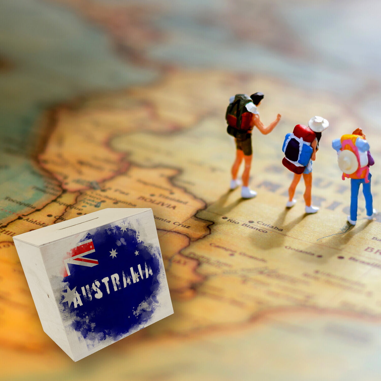 Spardose mit Australien-Flagge im Used Look - Sparschwein für Urlauber