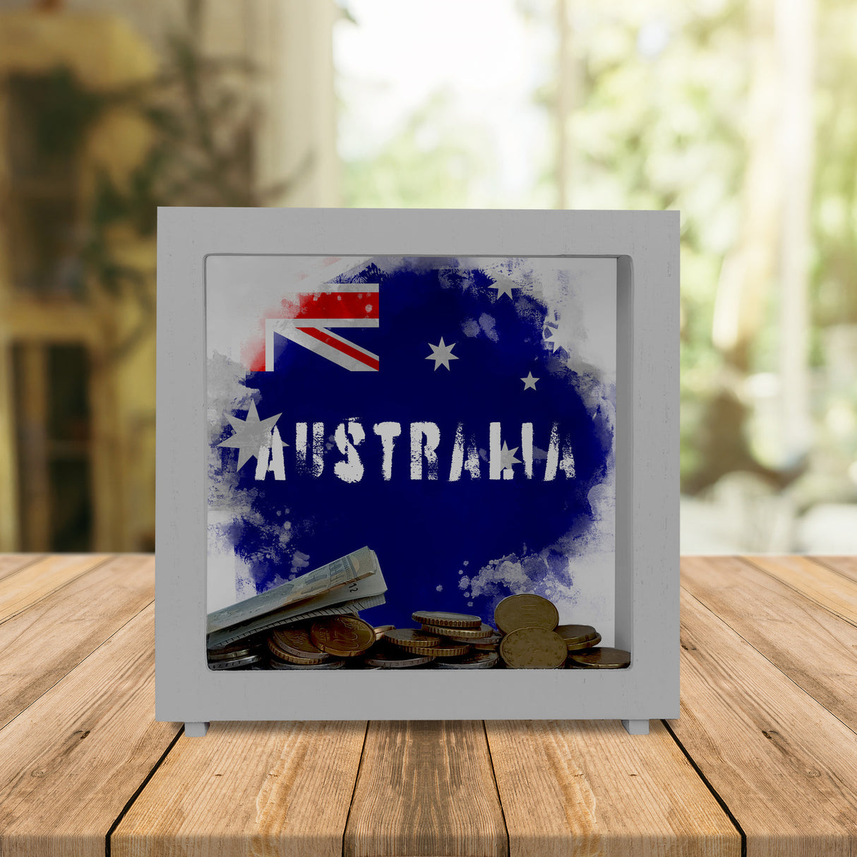 Spardose mit Australien-Flagge im Used Look - Sparschwein für Urlauber
