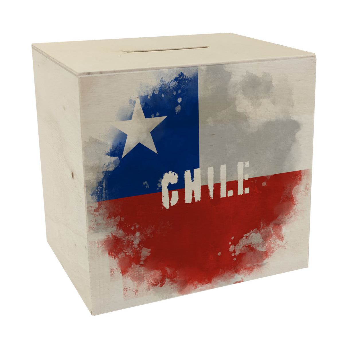 Spardose mit Chile-Flagge im Used Look - Sparschwein für Urlauber