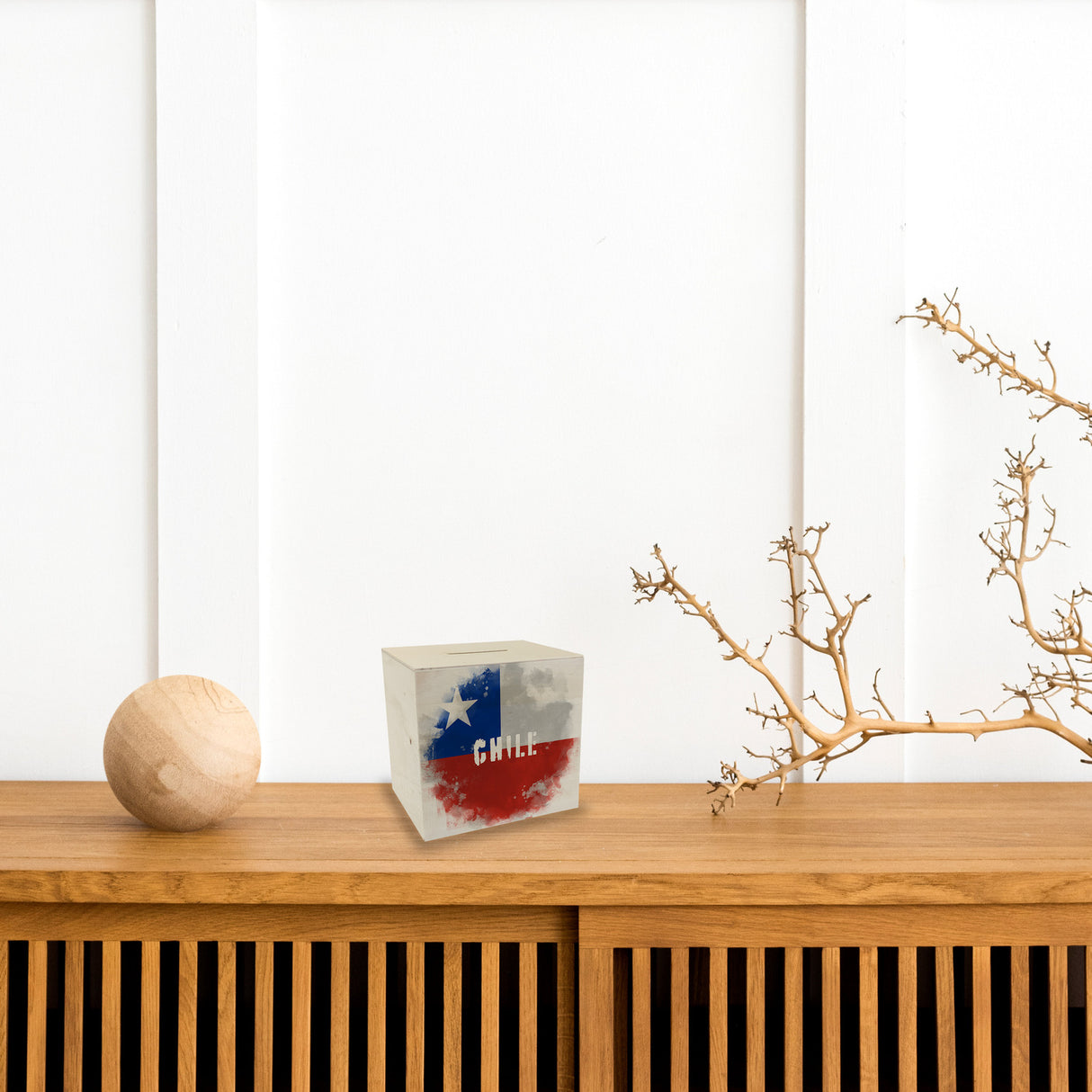 Spardose mit Chile-Flagge im Used Look - Sparschwein für Urlauber