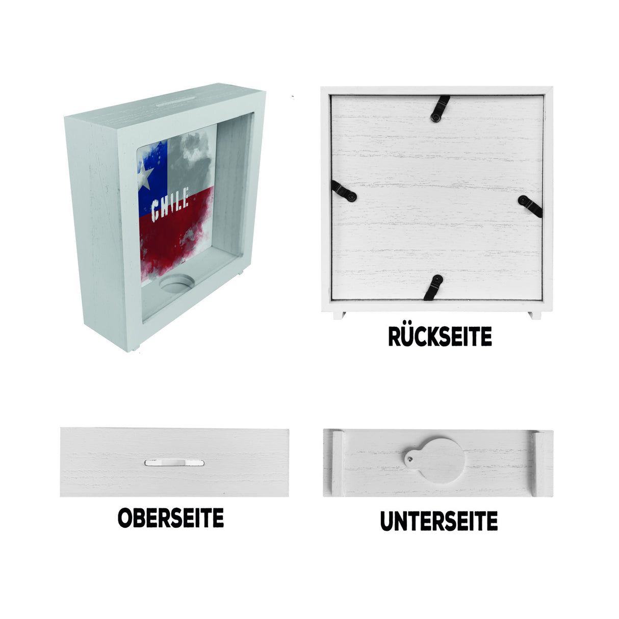 Spardose mit Chile-Flagge im Used Look - Sparschwein für Urlauber