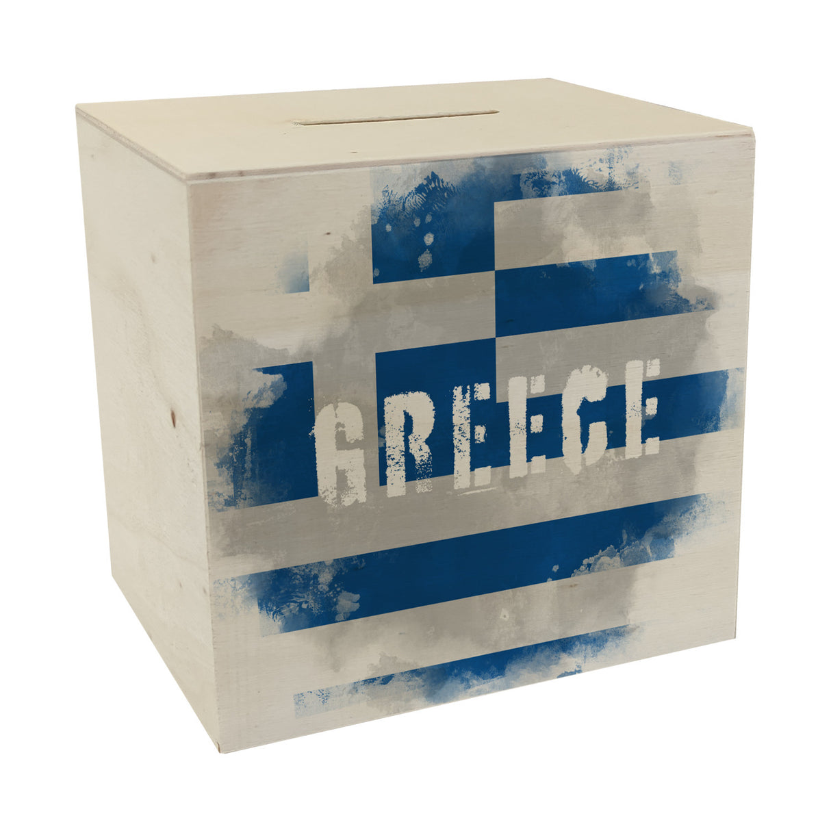 Spardose mit Griechenland-Flagge im Used Look - Sparschwein für Urlauber