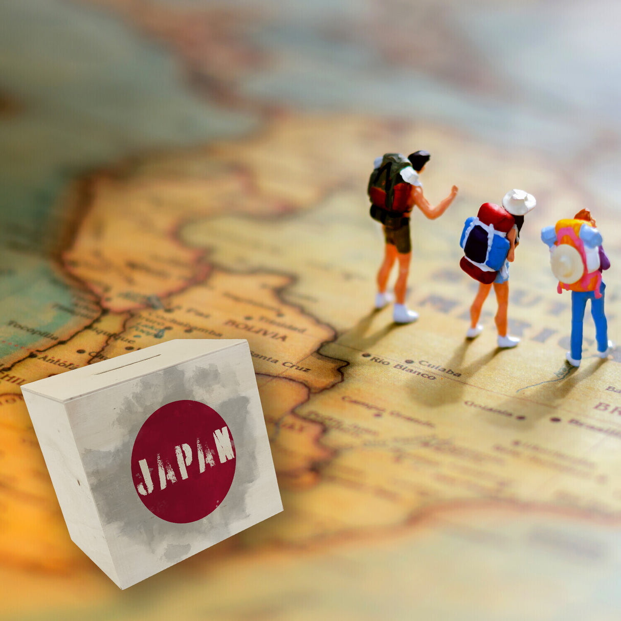 Spardose mit Japan-Flagge im Used Look - Sparschwein für Urlauber