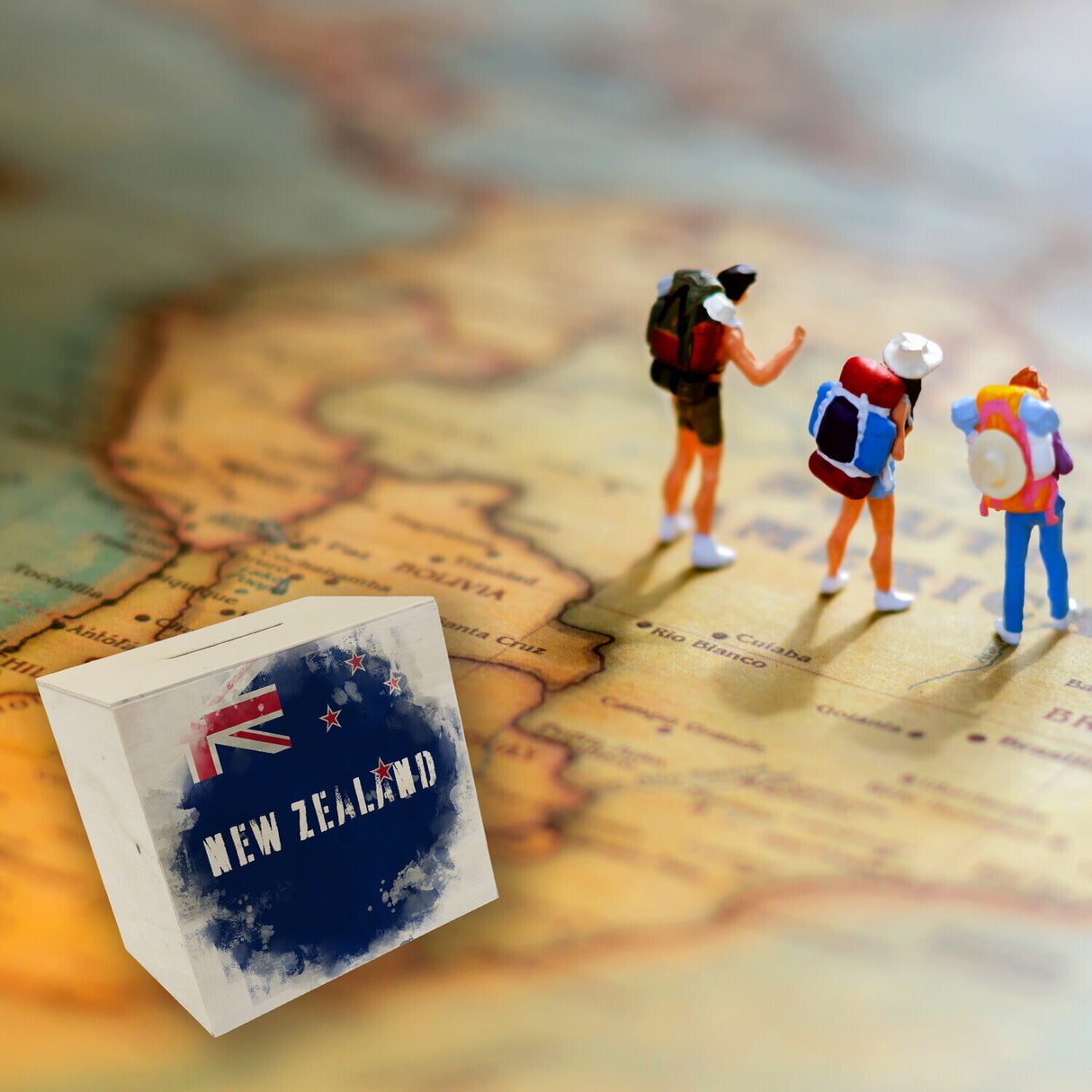 Spardose mit Neuseeland-Flagge im Used Look - Sparschwein für Urlauber