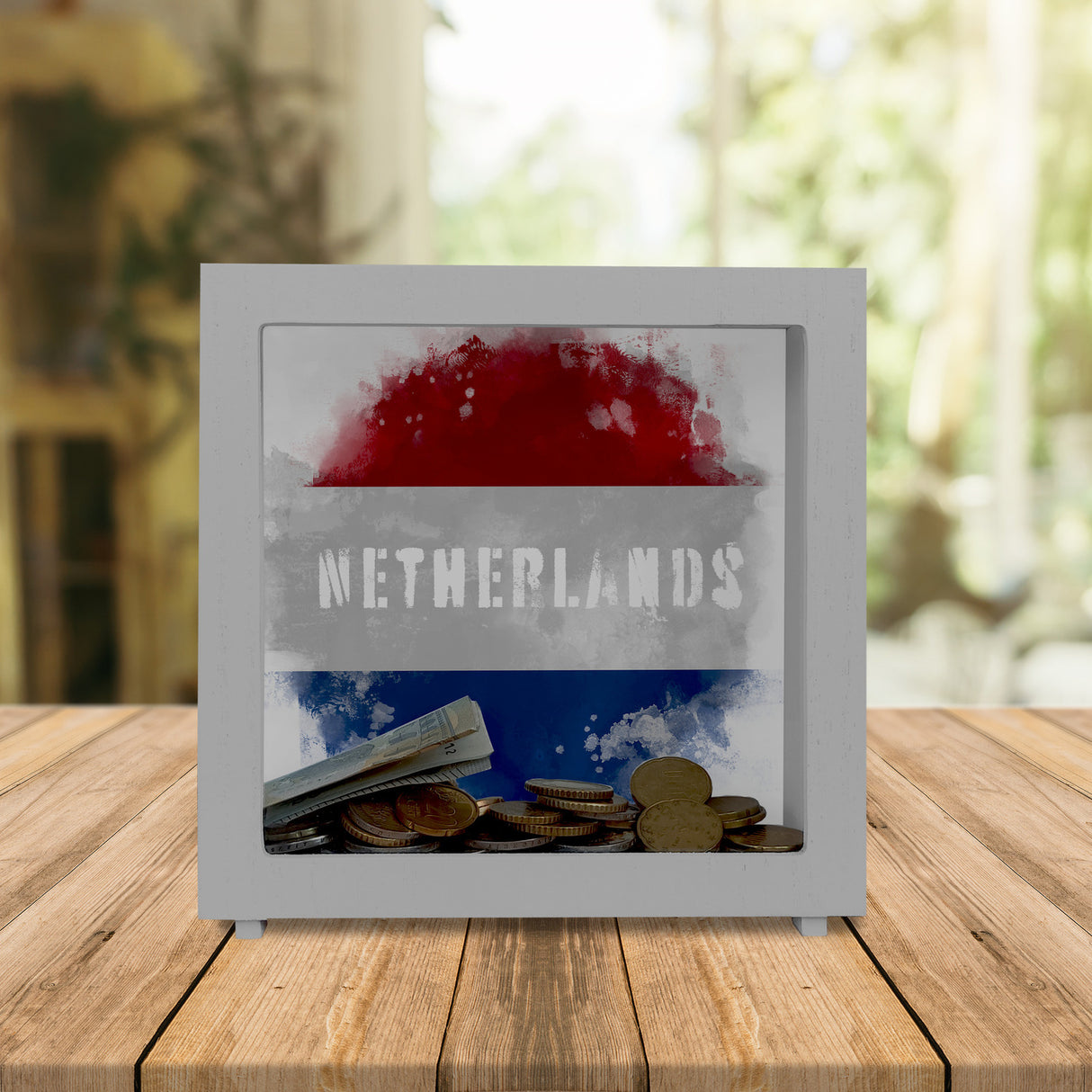 Spardose mit Niederlande-Flagge im Used Look - Sparschwein für Urlauber