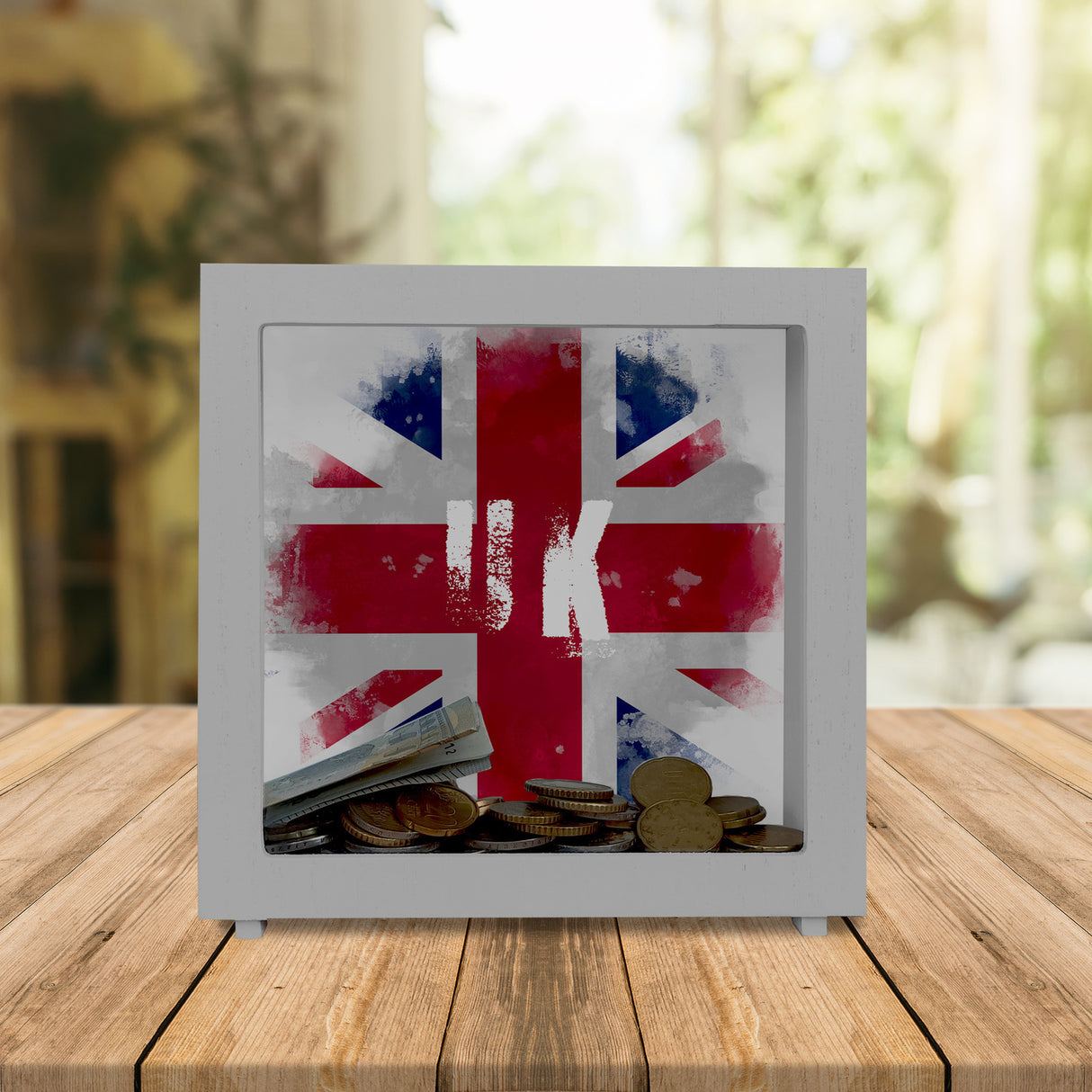 Spardose Vereinigtes Königreich-Flagge im Used Look - Sparschwein für Urlauber