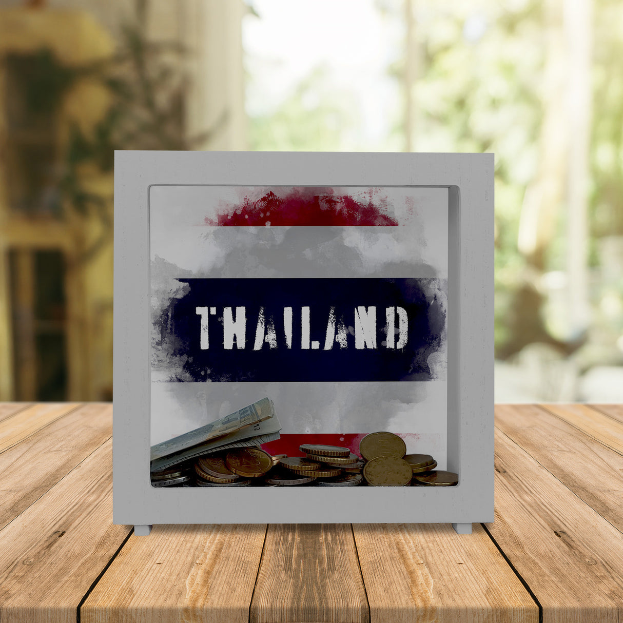 Spardose Thailand-Flagge im Used Look - Sparschwein für Urlauber