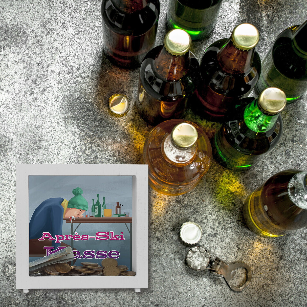 Spardose für die nächste Party mit lustigem Motiv und Spruch - Après-Ski Kasse
