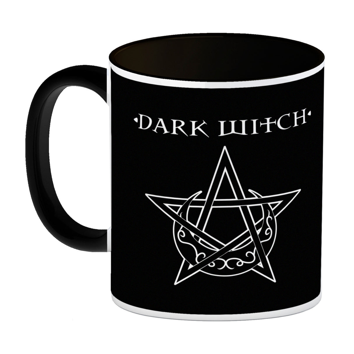 Kaffeebecher mit magischen Pentagrammen und Spruch - White Witch - Dark Witch