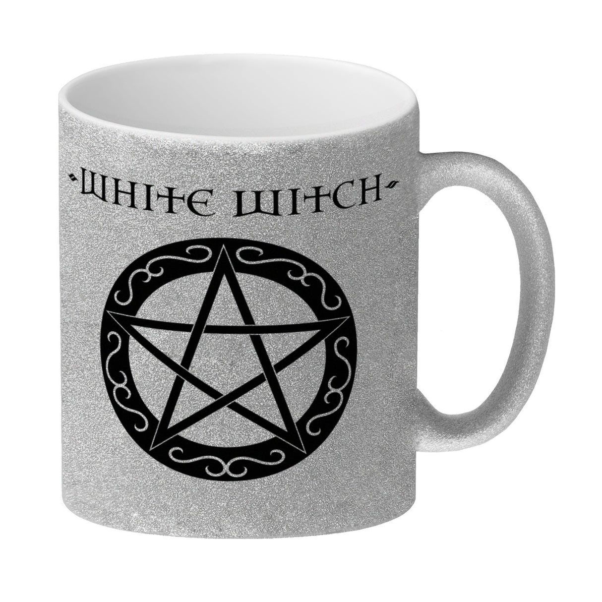 Kaffeebecher mit magischen Pentagrammen und Spruch - White Witch - Dark Witch