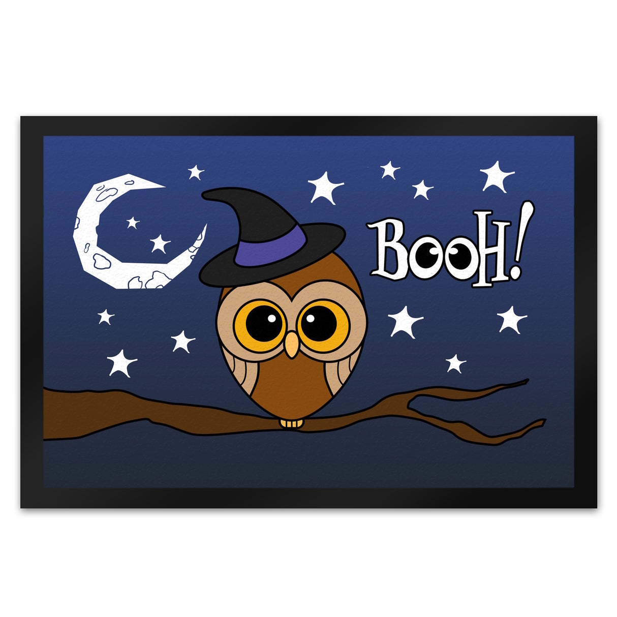 Fußmatte für Halloween mit niedlichem Eulenmotiv und Spruch - BOOH!