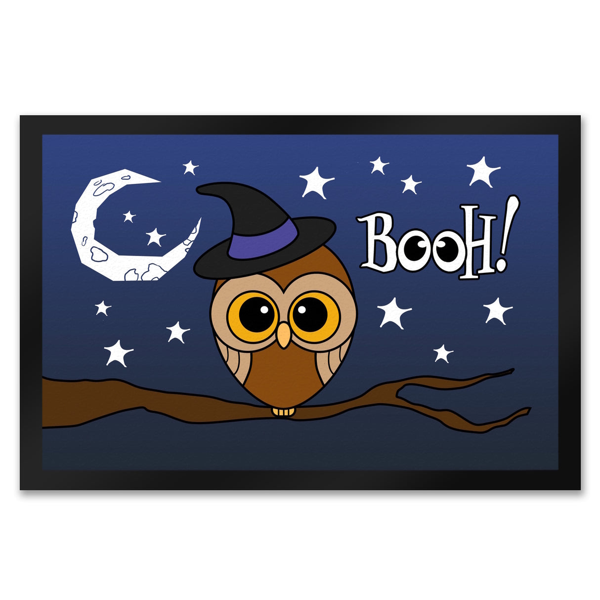 Fußmatte für Halloween mit niedlichem Eulenmotiv und Spruch - BOOH!