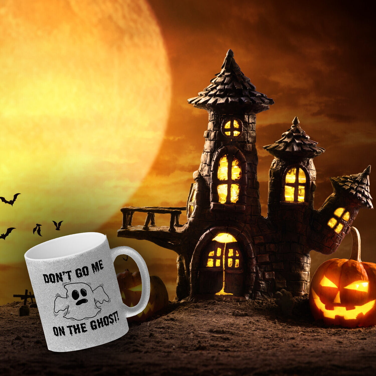Kaffeebecher mit witzigem Geistermotiv und Spruch - Don't go me on the Ghost