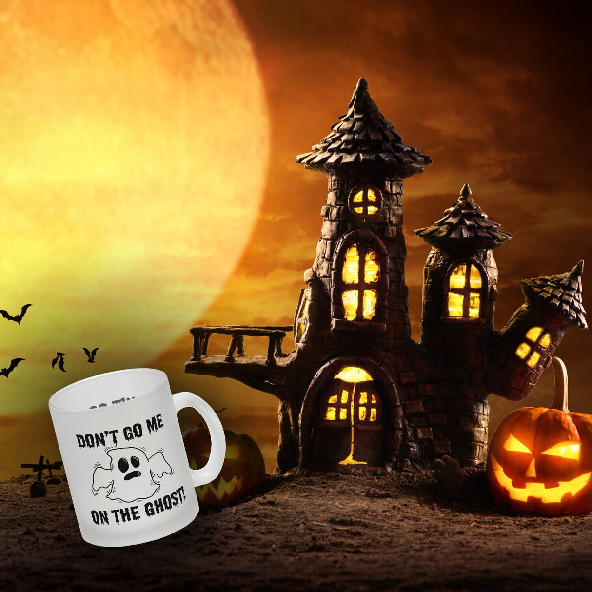 Kaffeebecher mit witzigem Geistermotiv und Spruch - Don't go me on the Ghost
