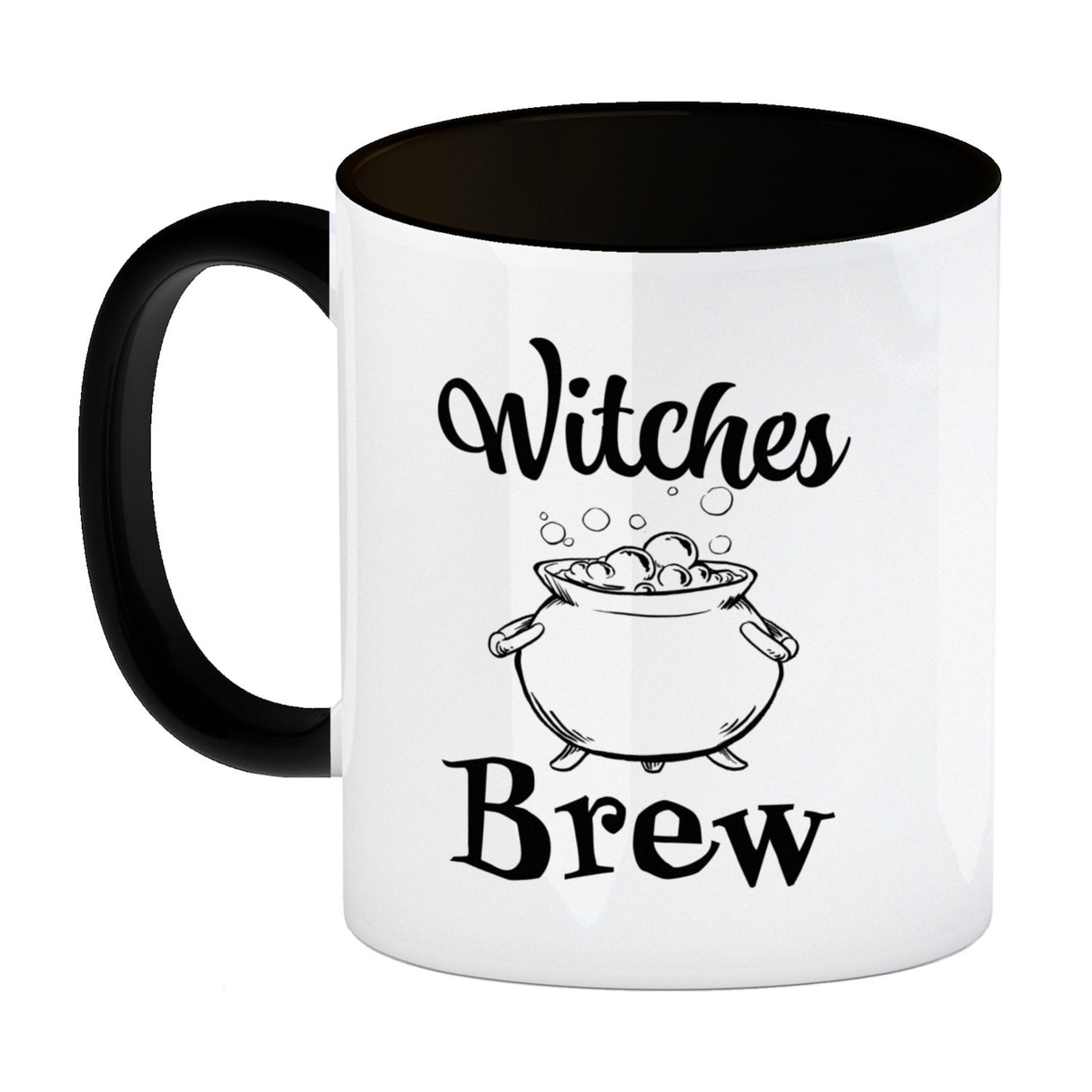 Kaffeebecher für Halloween mit Kessel-Motiv und Spruch - Witches Brew