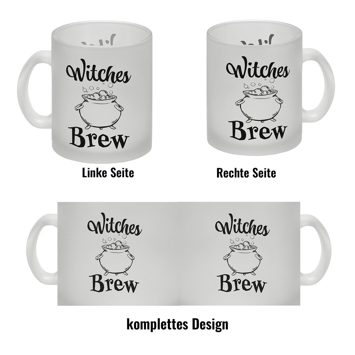 Kaffeebecher für Halloween mit Kessel-Motiv und Spruch - Witches Brew