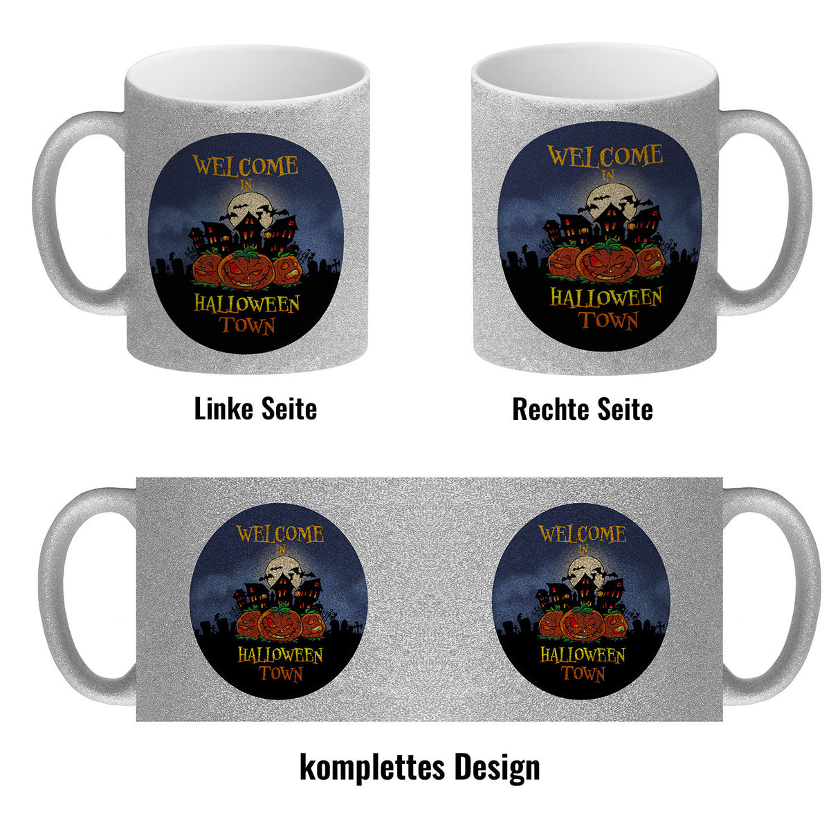 Kaffeebecher mit gruseligem Motiv und Spruch - Welcome in Halloween Town -