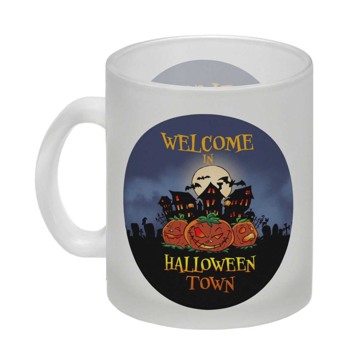 Kaffeebecher mit gruseligem Motiv und Spruch - Welcome in Halloween Town -