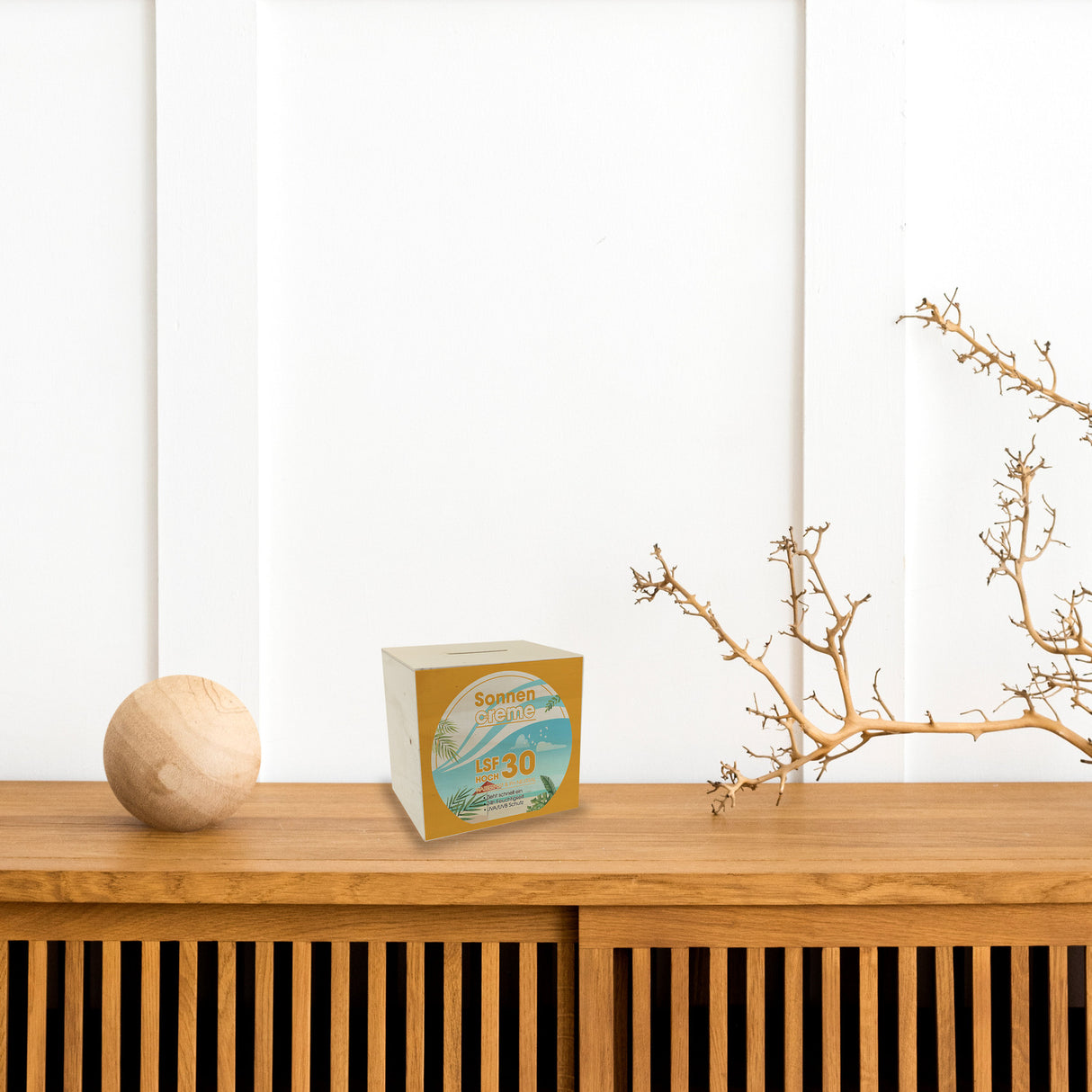 Spardose mit Sonnencreme Motiv - Für Urlauber die auf den Sommerurlaub sparen