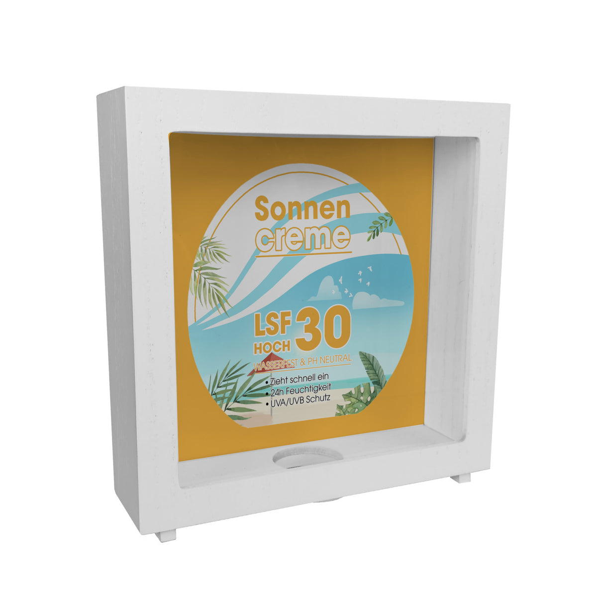 Spardose mit Sonnencreme Motiv - Für Urlauber die auf den Sommerurlaub sparen