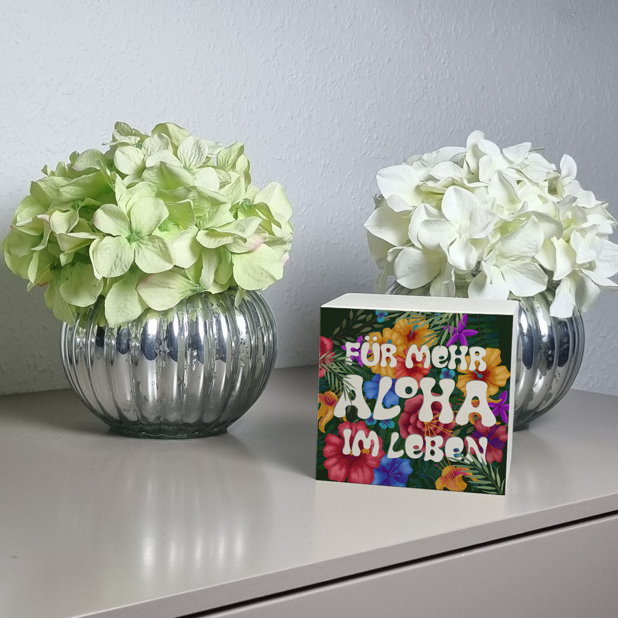Spardose mit buntem Blumenmotiv und Spruch - Für mehr Aloha im Leben