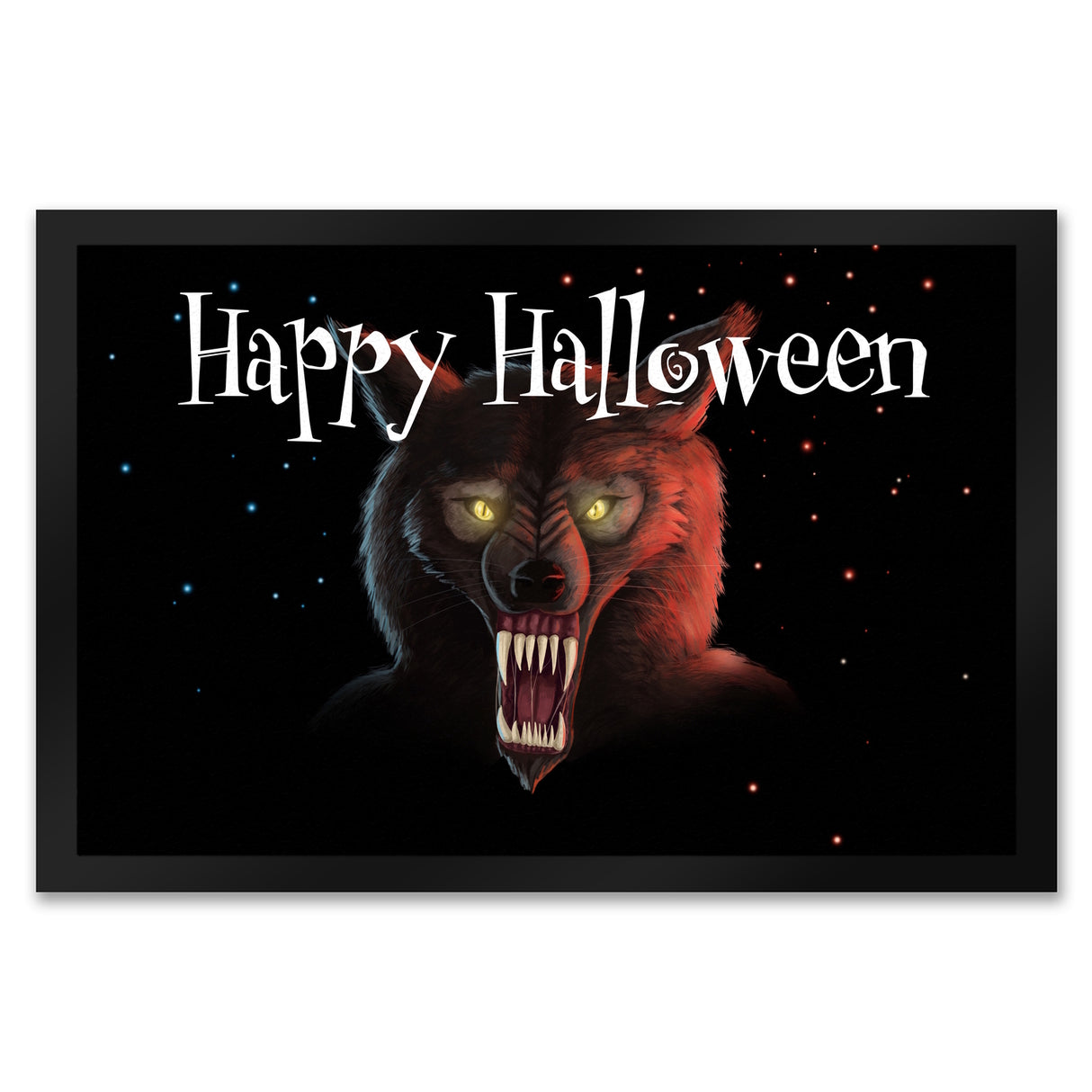 Fußmatte mit Werwolf Motiv und Happy Halloween Schriftzug