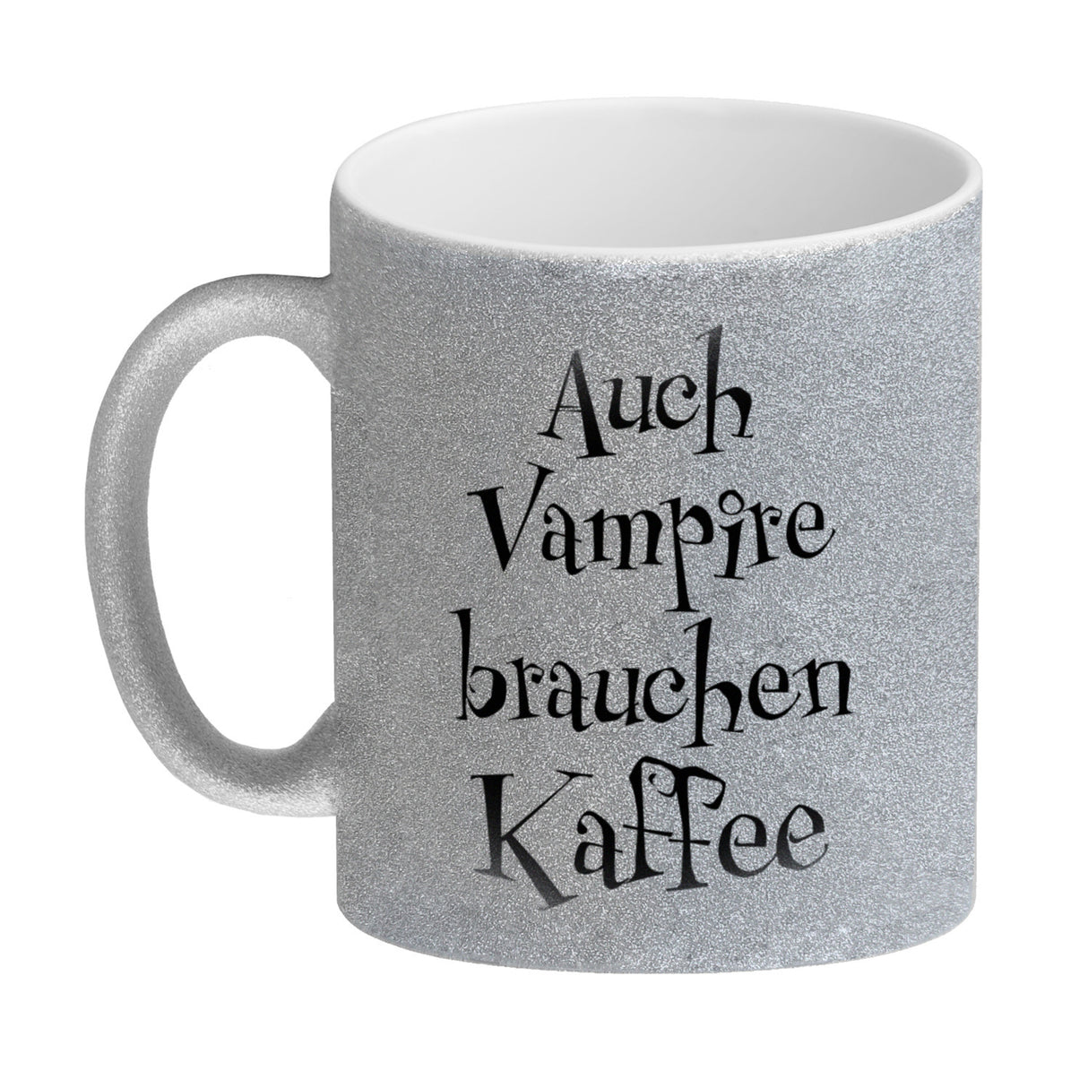 Kaffeebecher mit lustigem Motiv und Spruch - Auch Vampire brauchen Kaffee -