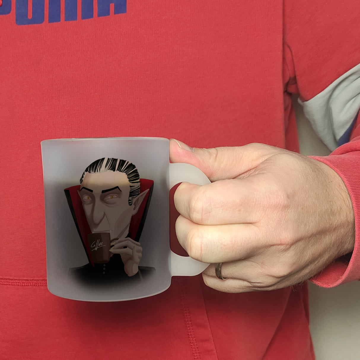 Kaffeebecher mit lustigem Motiv und Spruch - Auch Vampire brauchen Kaffee -