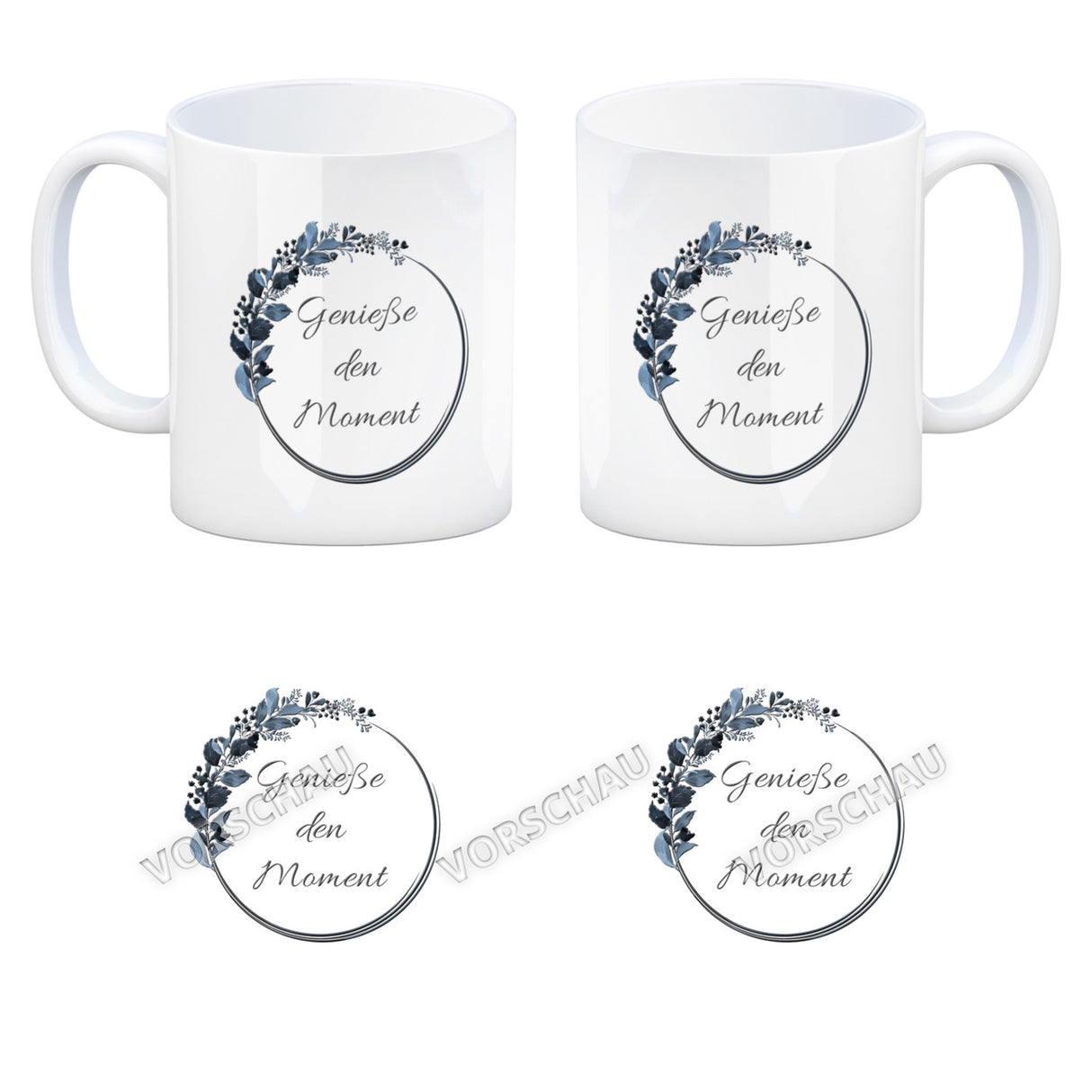 Schön, dass du da bist! Kaffeebecher mit Blumenkranz herrlich wunderbar Kaffeepott Trinkschale edel Gebinde Bukett Strauß Blumen Bouquet Spruch Slogan Sinnspruch Lebensregel