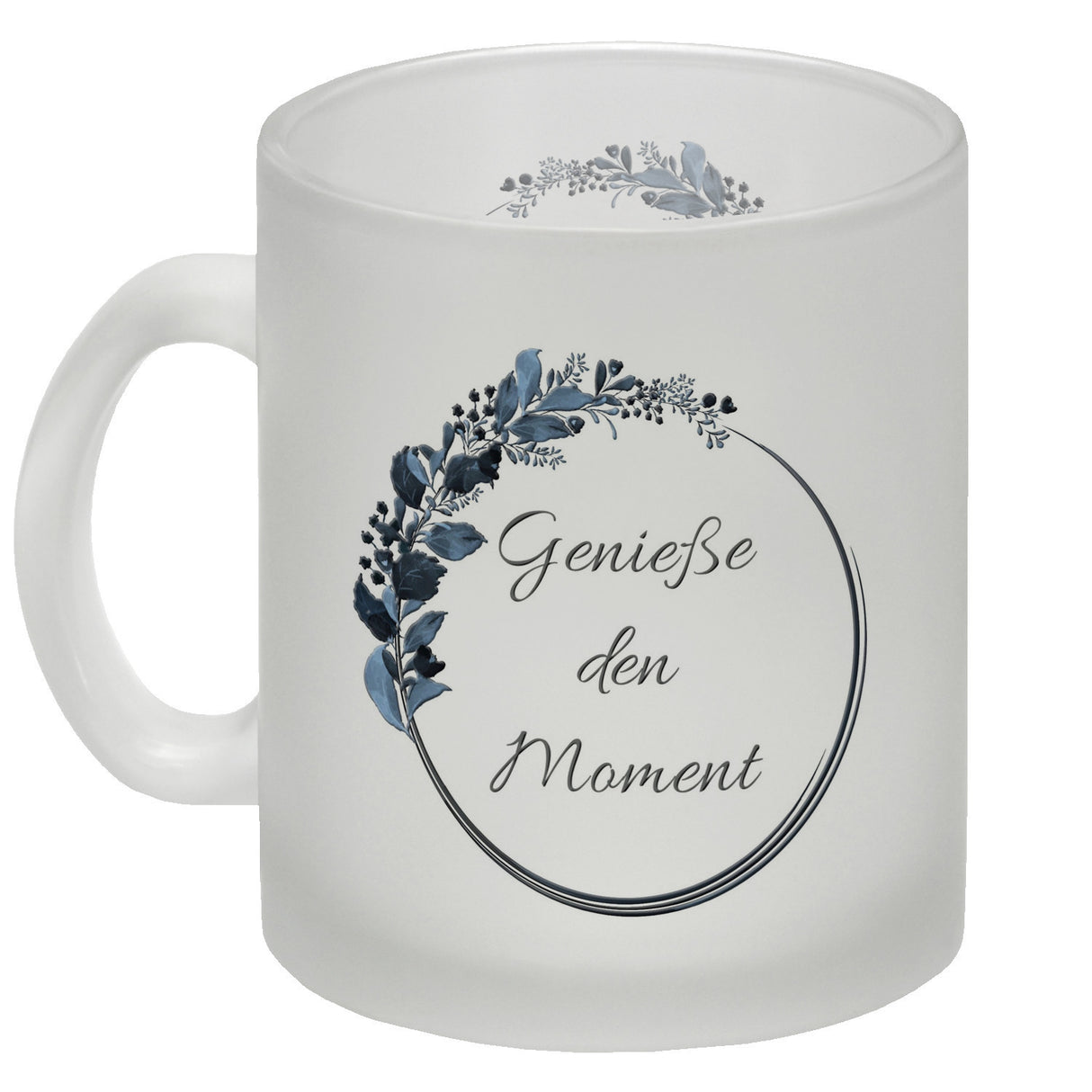 Schön, dass du da bist! Kaffeebecher mit Blumenkranz herrlich wunderbar Kaffeepott Trinkschale edel Gebinde Bukett Strauß Blumen Bouquet Spruch Slogan Sinnspruch Lebensregel